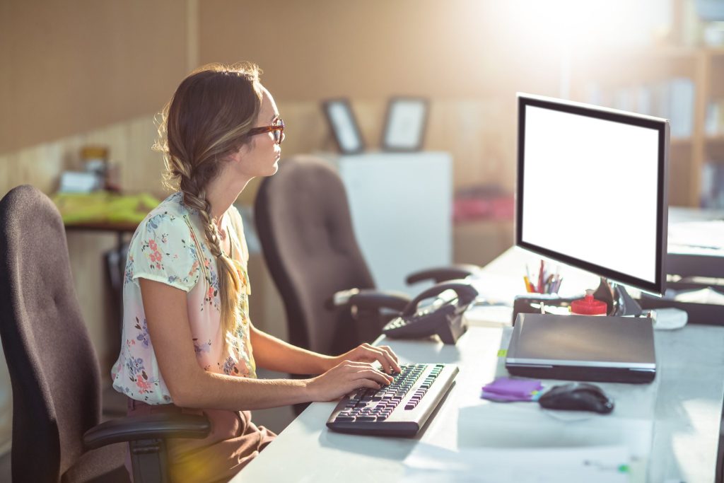Woman working on computer
